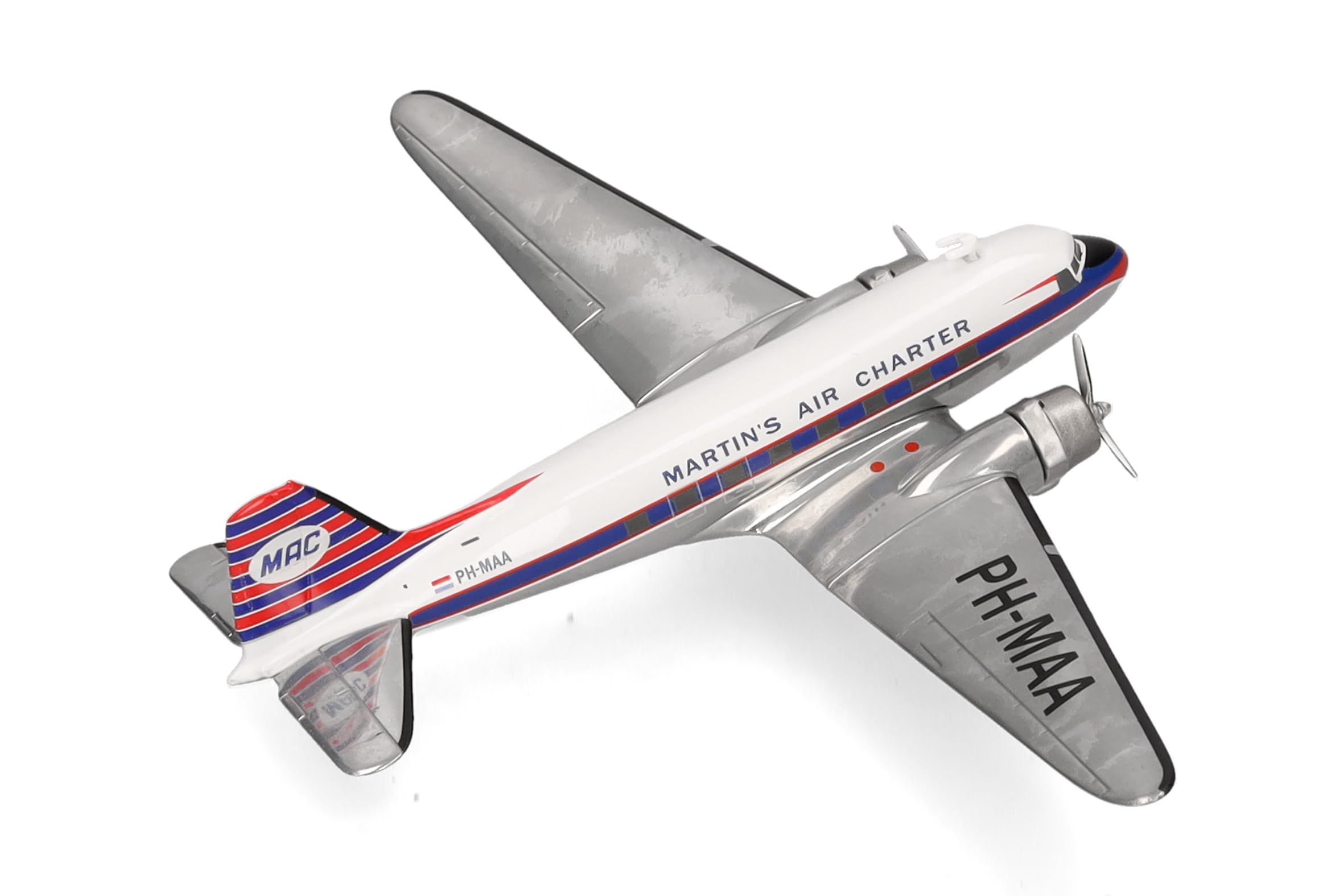 Herpa Modellflugzeug Martin's Air Charter Douglas DC-3 - PH-MAA Miniatur im Maßstab 1:200, Sammlerstück, Modell ohne Standfuß, Metall