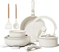 Jogo Panelas Antiaderente Panela Frigideiras Fogão Indução Conjunto Panelas Antiaderentes Jogo Panela Conjunto Frigideira Alça Removível para Fogão Gás Elétricos Cerâmicos Halogênio Cozinha,17 PCS