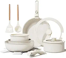 Jogo Panelas Antiaderente Panela Frigideiras Fogão Indução Conjunto Panelas Antiaderentes Jogo Panela Conjunto Frigideira Alça Removível para Fogão Gás Elétricos Cerâmicos Halogênio Cozinha,17 PCS
