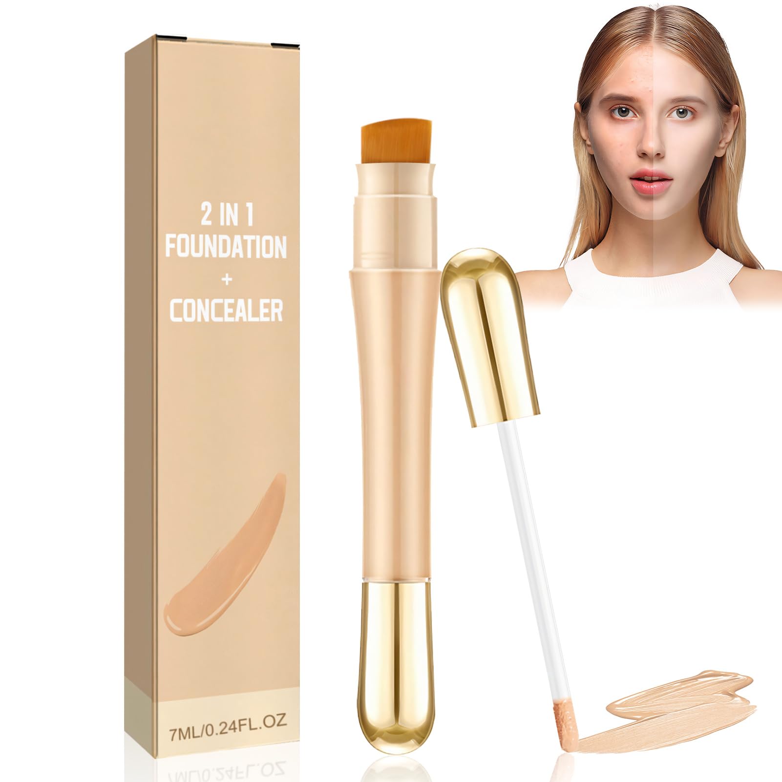 Precorrector Ojeras, 2 en 1 Corrector de Ojeras, Hidrata Essence Corrector, Brillo duradero Antiojeras Mujer Corrector, Corrector Perfecto y Cubre Ojeras