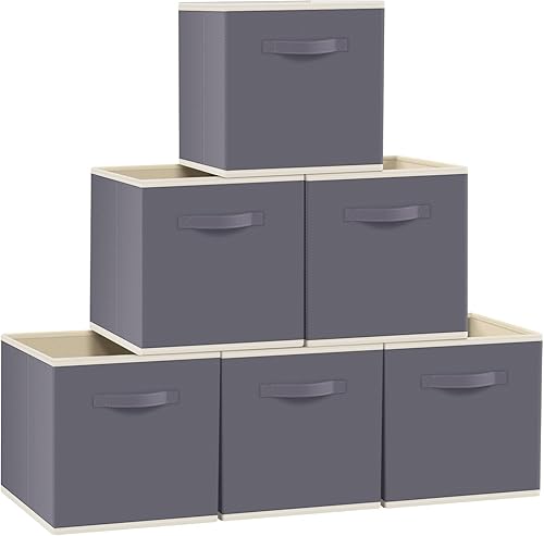 FabTotes - Paquete de 6 cubos de almacenamiento plegables, 11 x 10.5 x 10.5 pulgadas, cajas organizadoras grandes de libros con asas y cartón,