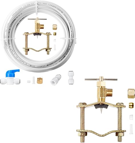 Kit de instalación para máquina de hielo, línea de agua para refrigerador de 14 pulgadas de diámetro exterior con accesorios rápidos y válvula de