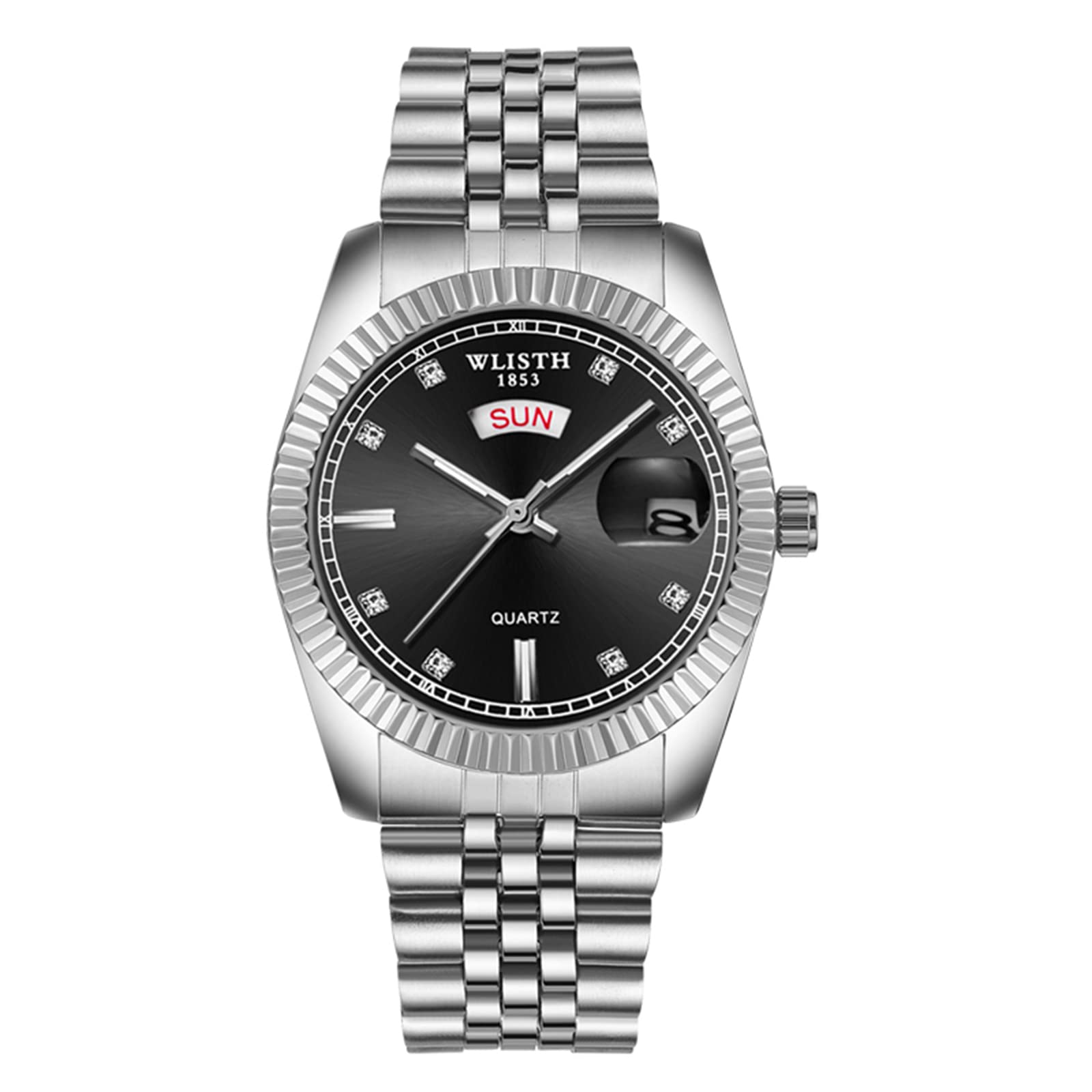 Joleritc WLISTH S525 Classic Men Business Wrist Watch Stylish Analog Quartz Watch with Steel Strap Multnctional Dress Watch with 30M WaterproofLuminousWeekDate Display