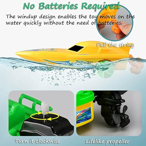 Miniatura 4 de Juguete de agua de barco de velocidad de bobina, divertido juguete de bañera de lancha rápida, juguete de agua para yate, juguete de bañera de yate,