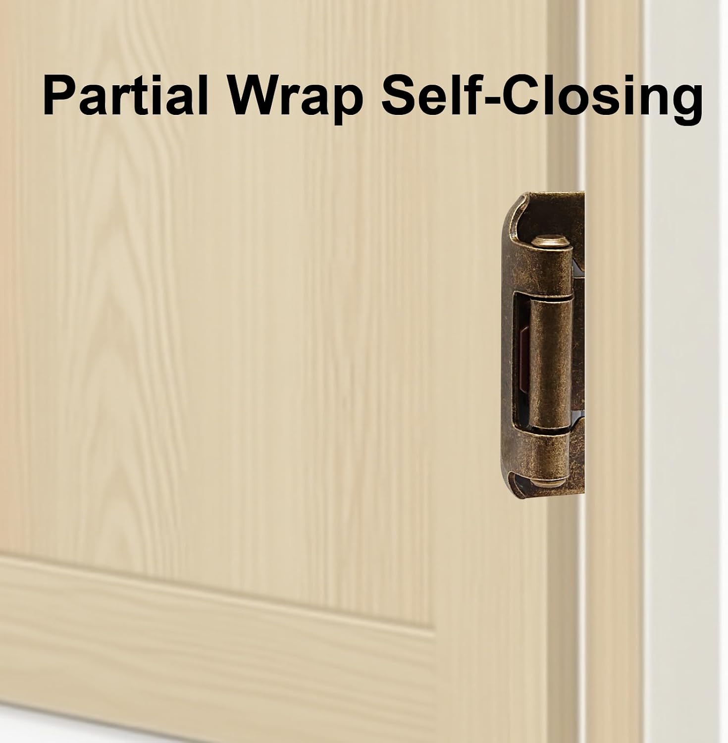 Waziaqoc 4-Pack Steel Cabinet Hinges, Antique Brass, 1/2 Inch Overlay
