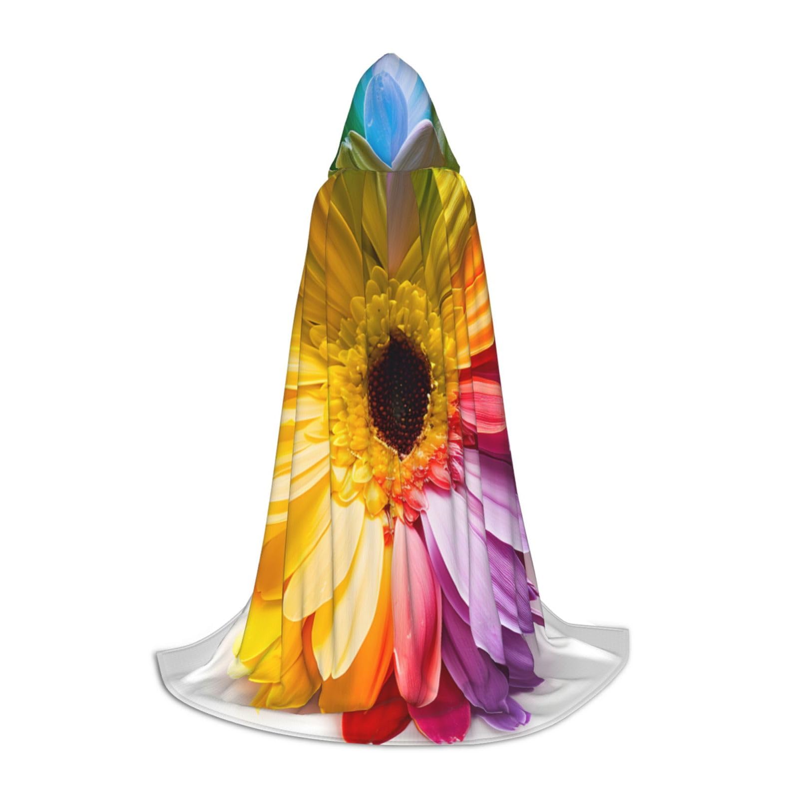 peiyeety Color Chrysanthemum Flower Floral Hooded Cloak For Adult Teenager Halloween Hooded Cape Wizard Robe With Cape Fear