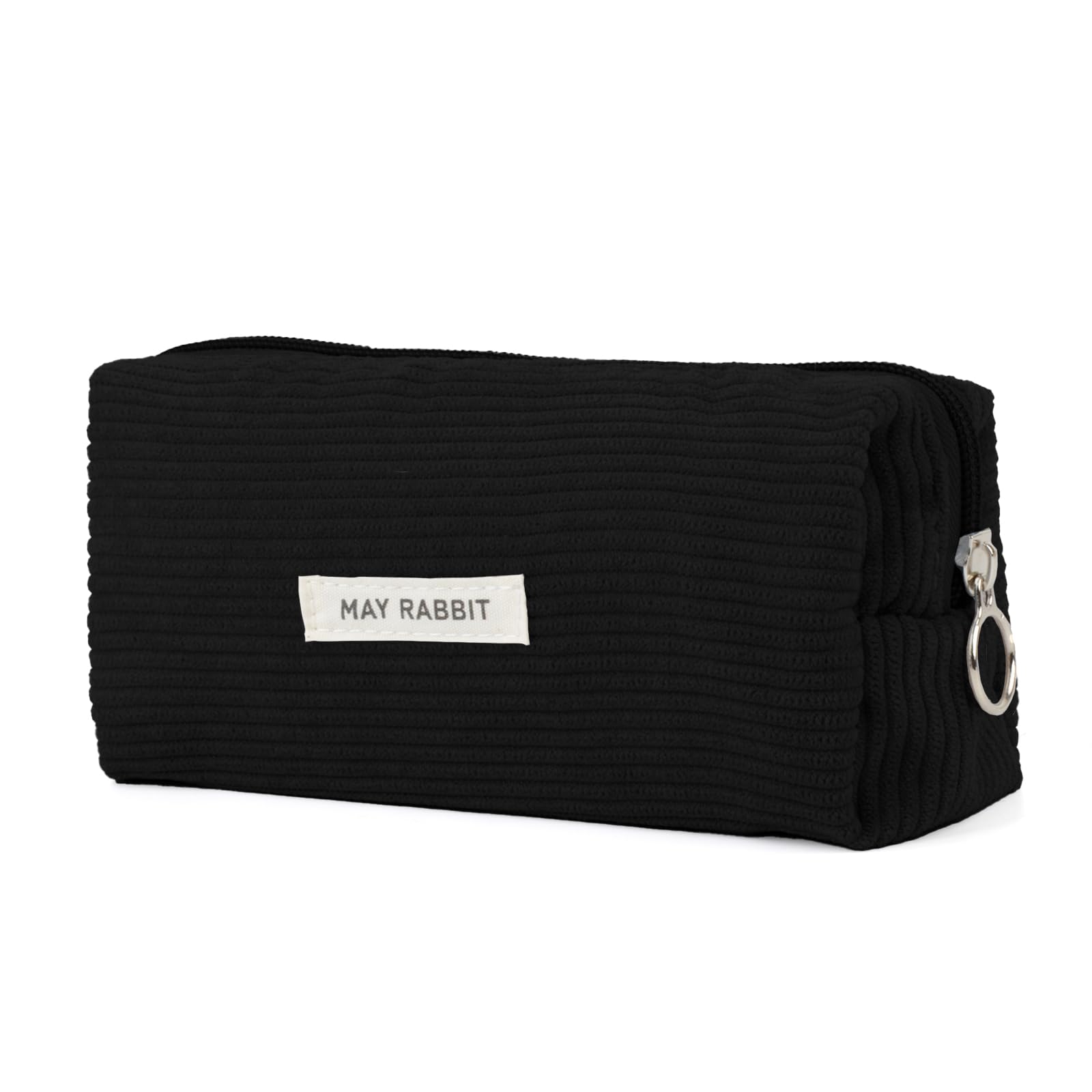 GMYIAK Big Capacity Corduroy Pencil Case for Girls and Boys,Aesthetic Pencil Case with Zip for Girls Secondary School,Cute Pen Case/Stationeryorganiser for Woman(Black)