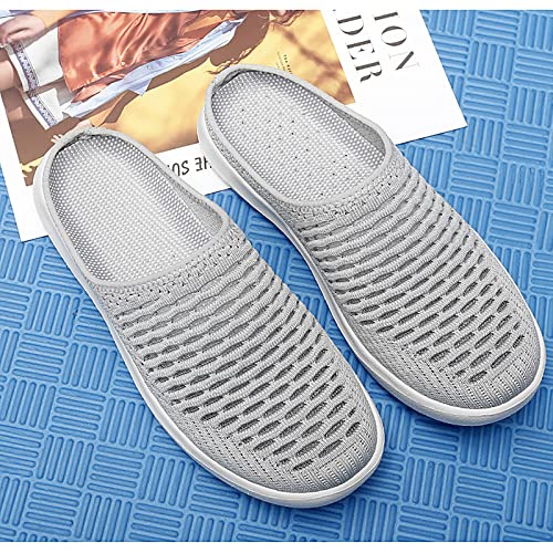 WENOREG Women's Platform Hollow Out Slip On Lightweight Mule Sneakers,Summer Open Back Flats Fashion Mesh Breathe Comfort Walking Shoes Closed Round Toe Low Top Loafer3