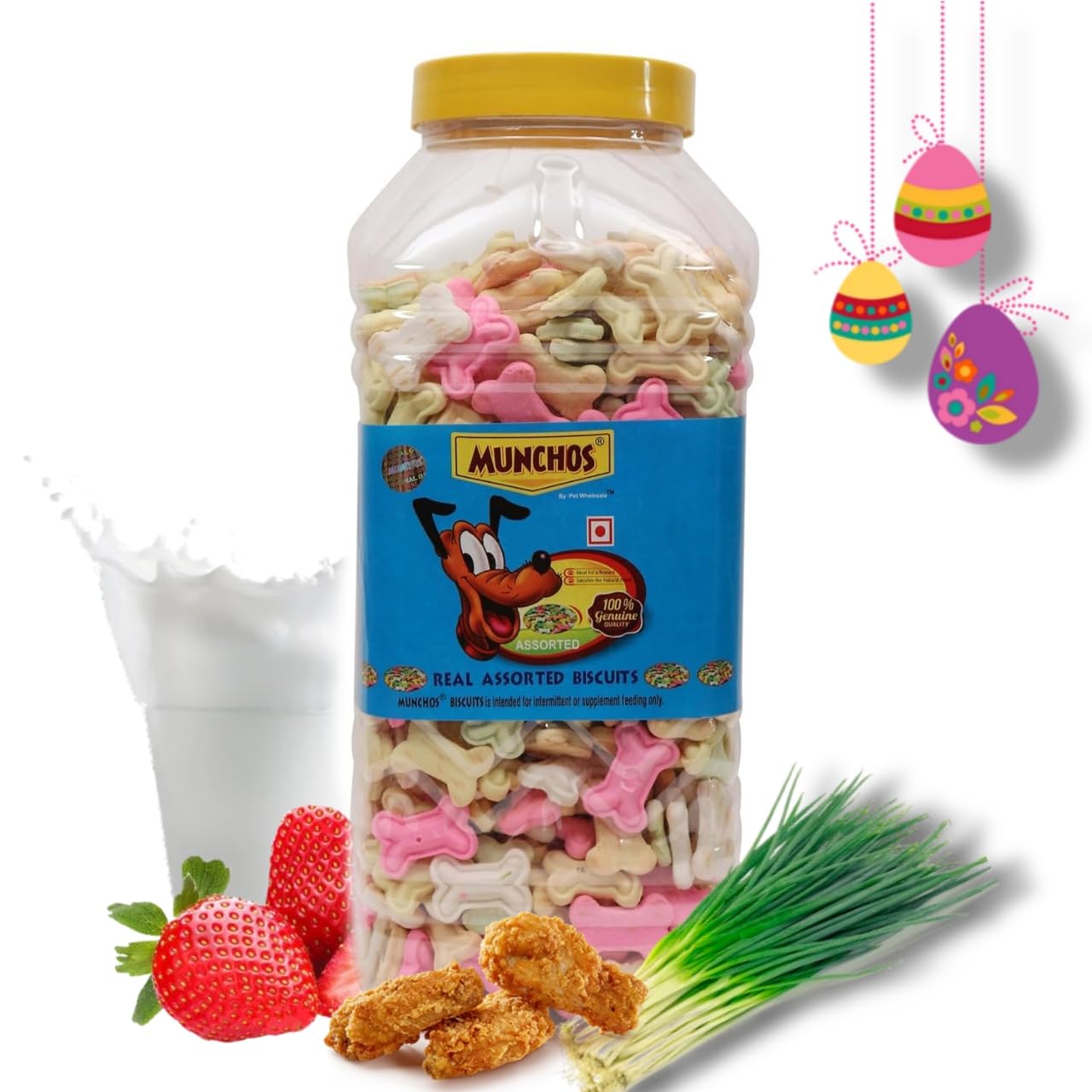 MUNCHOS Real Assorted Dog Biscuits 500gm JAR (Mix Flavor)
