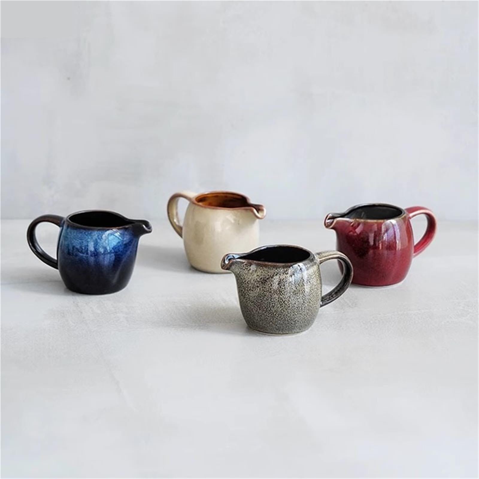 Ensemble de 2 pièces en céramique avec poignée : Pot à Lait, saucière, Tasse à Eau, pichet, crémier, Pot à café, Pot à Sucre, Sauce, etc. Idéal pour la Cuisine et Les Plats à Condiments.