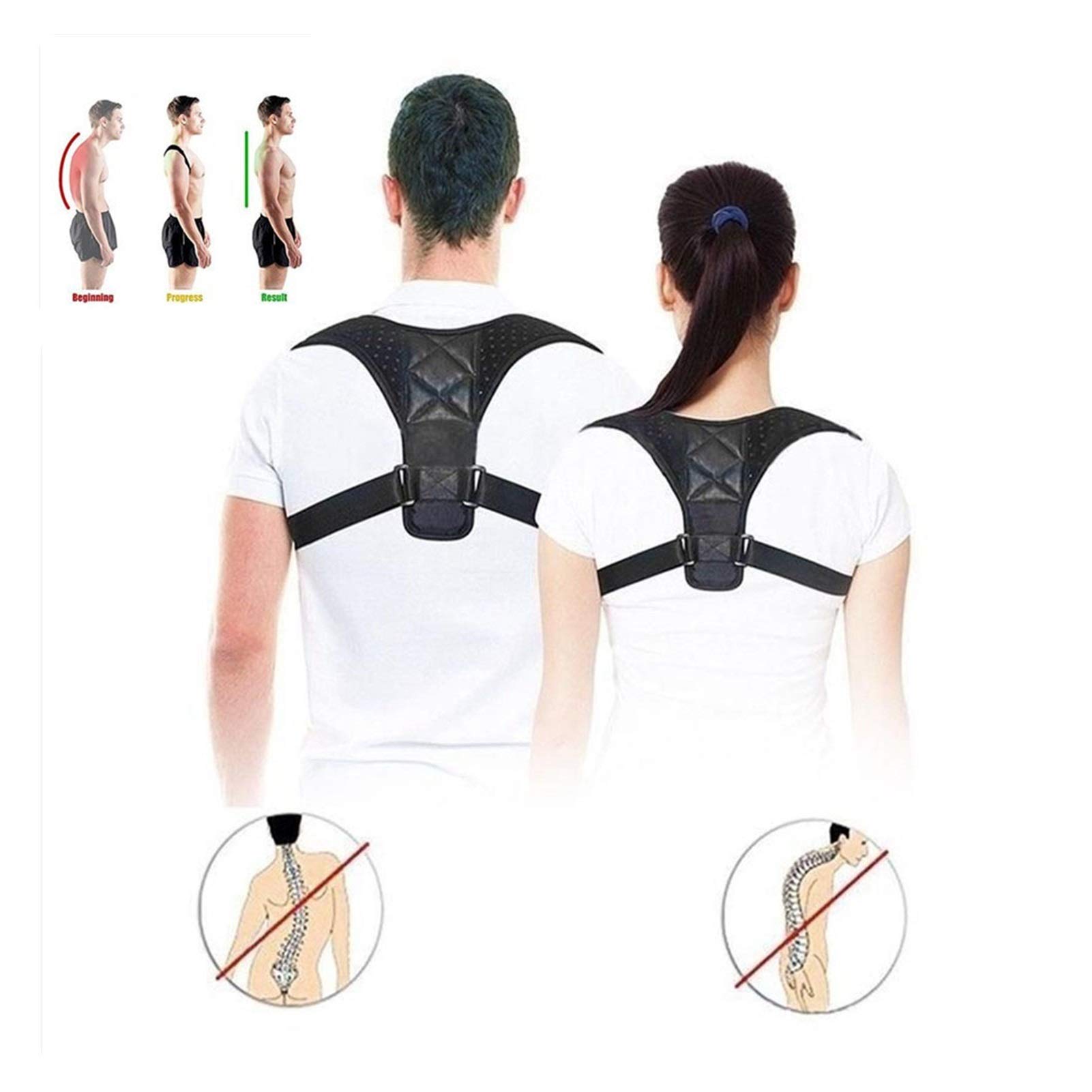 Verstellbarer Rückenstützgürtel Rückenhaltungskorrektor Schulter Rückenstützgürtel for Erwachsene Kinder Schulterhaltungskorrektur (Size : Small)