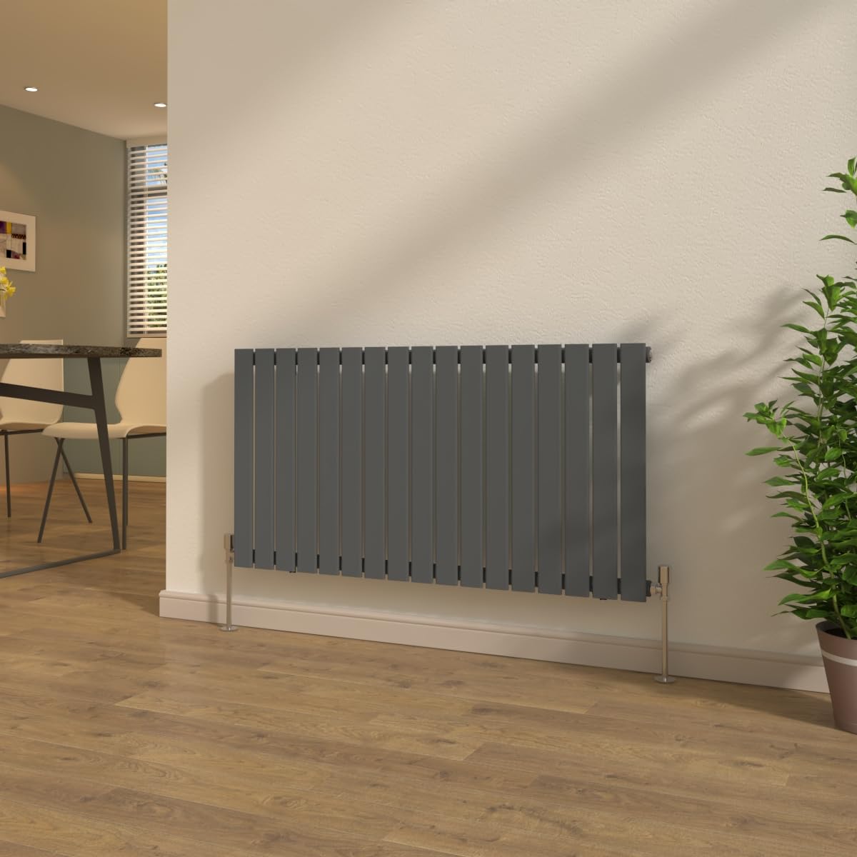 NRG Designer Radiator 600x1156mm Single Column Anthracite with Valves