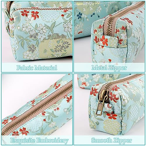 Image of iSuperb Vintage Pencil Case Embroidery Pen Pouch Zipper Pencil Bag for Office Organizer Storage Bag (green)