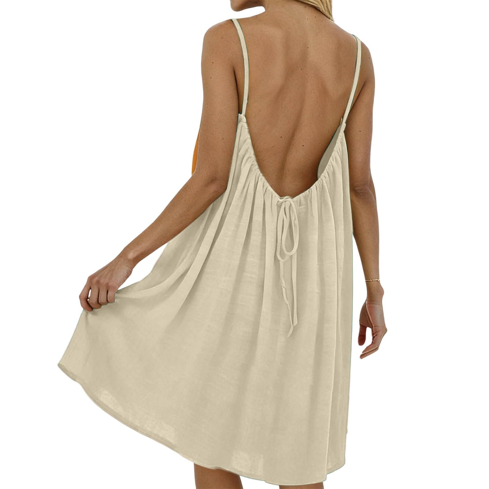 Backless House Dress For Women Cotton And Linen Dresses Sexy | Desertcart  QATAR