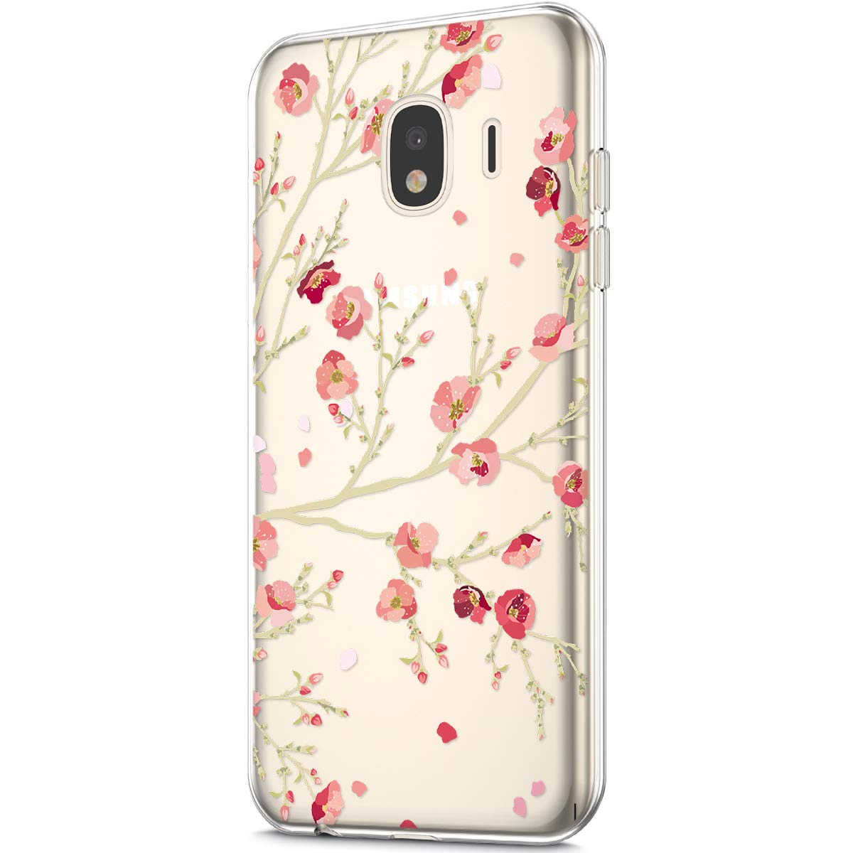 ikasus Case for Galaxy J2 Pro,Clear Art Panited Pattern Design Soft & Flexible TPU Ultra-Thin Transparent Flexible Soft Rubber Gel TPU Protective Case Cover for Galaxy J2 Pro Case,Pink Plum blossom