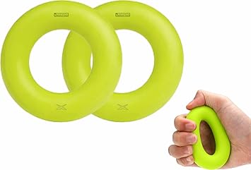 Jaspo premium TPU Hand Gripper Ring Shaped Band for Hand Strengthening and Orthopedic Therapy, Stress Relief durable round shape grip trainer & exerciser (Neon Green (Pack of 2)) - image, photos