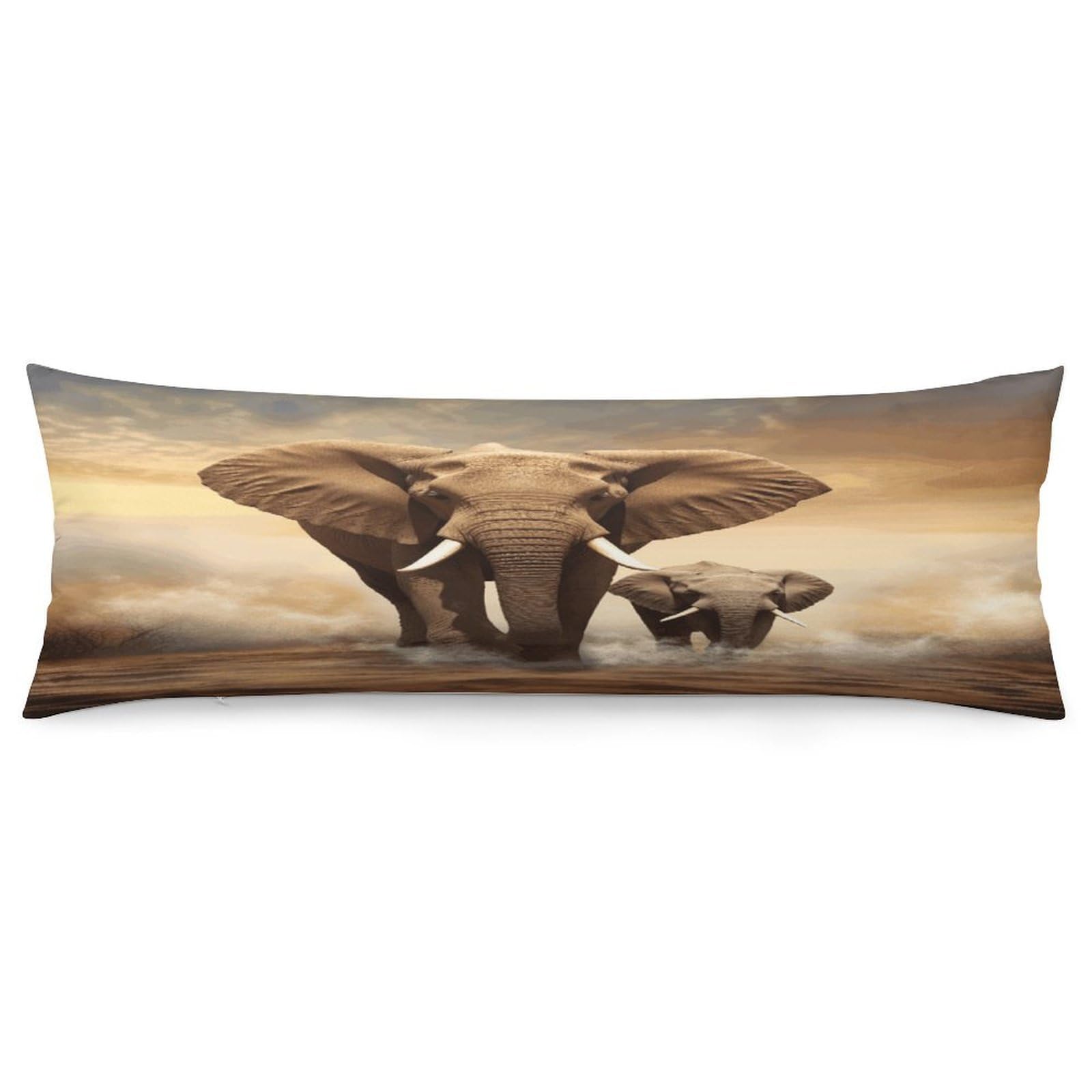 Elephant Body Pillow Cover Luxury Long Body Pillow Pillowcase with Hidden Zipper Breathable Soft Cozy Pillow Case Wrinkle Fade Resistant Pillowcase 20''×54''
