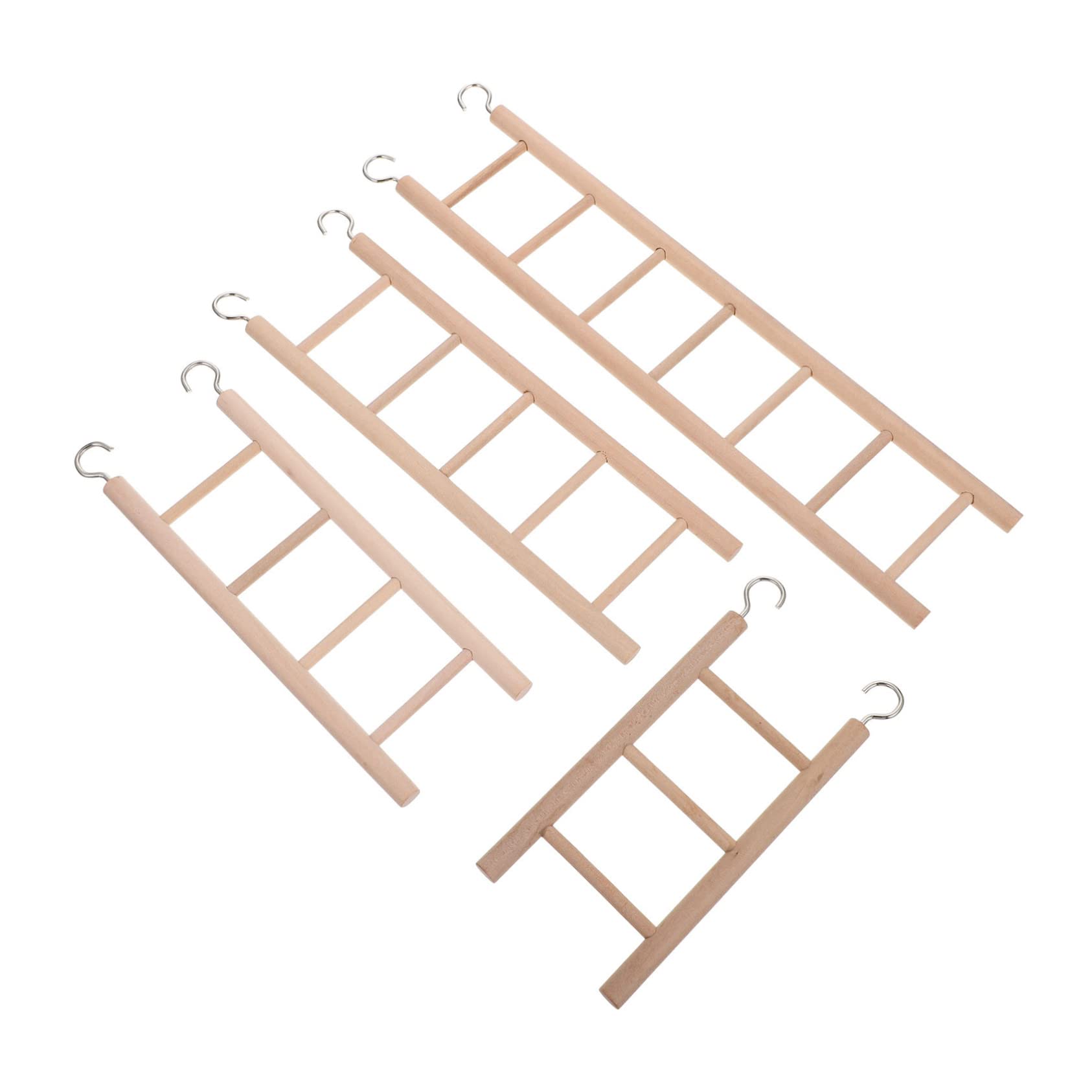 Abaodam 4pcs Bird Wooden Ladder Plaything Bird Stairs for Parrots Parakeets Small Easy Install Toys