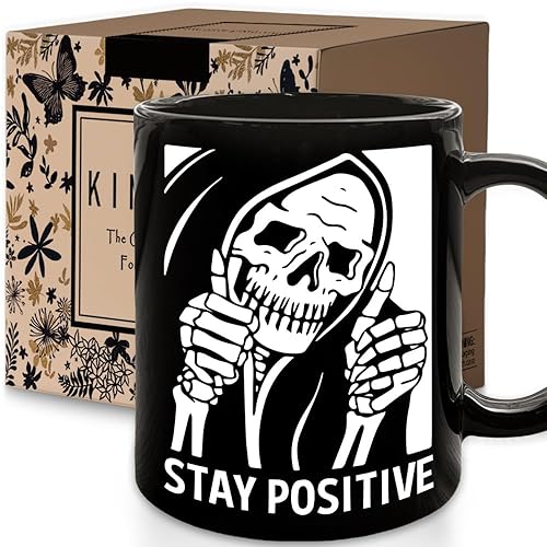 Stay Positive Skull Mug, Motivational Coffee Mug Gifts