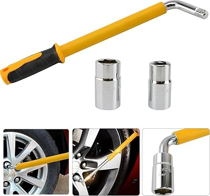 STELLARA Heavy Duty Hex Extendable Wheel Wrench Spanner for Loosening and Removing of Tire Nuts | Wheel Wrench for Car | Comes with Interchangeable 17mm, 19mm, 21mm Lug Sockets