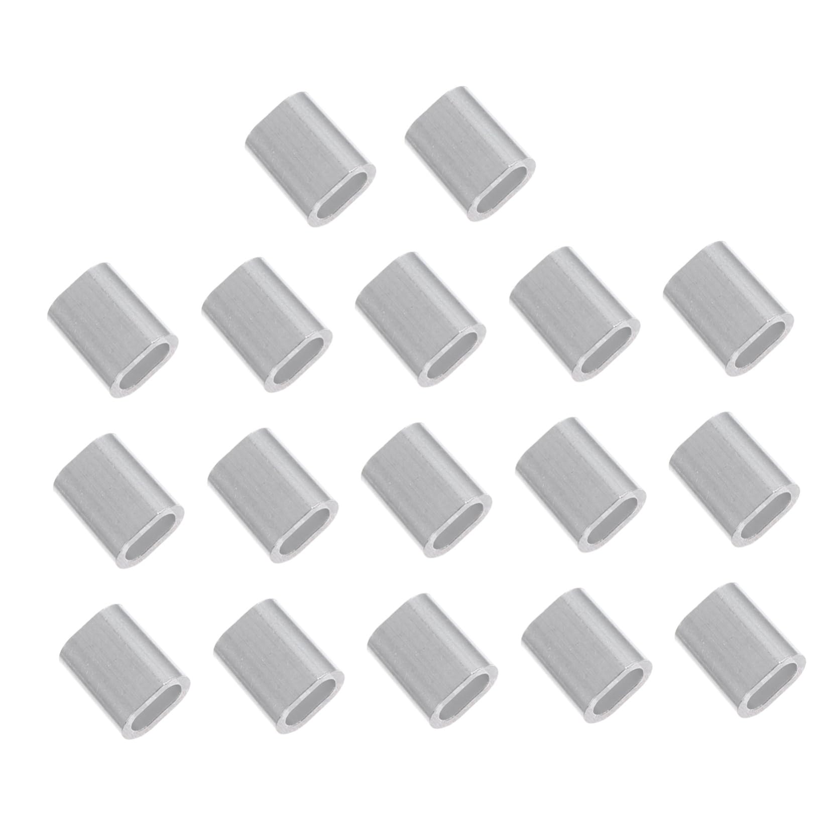 KICHOUSE Wire Rope Chuck 100 Pcs 3mm Oval Flat Hole Aluminum Crimping Loop Sleeves Cable Clamps Fishing Line Connect
