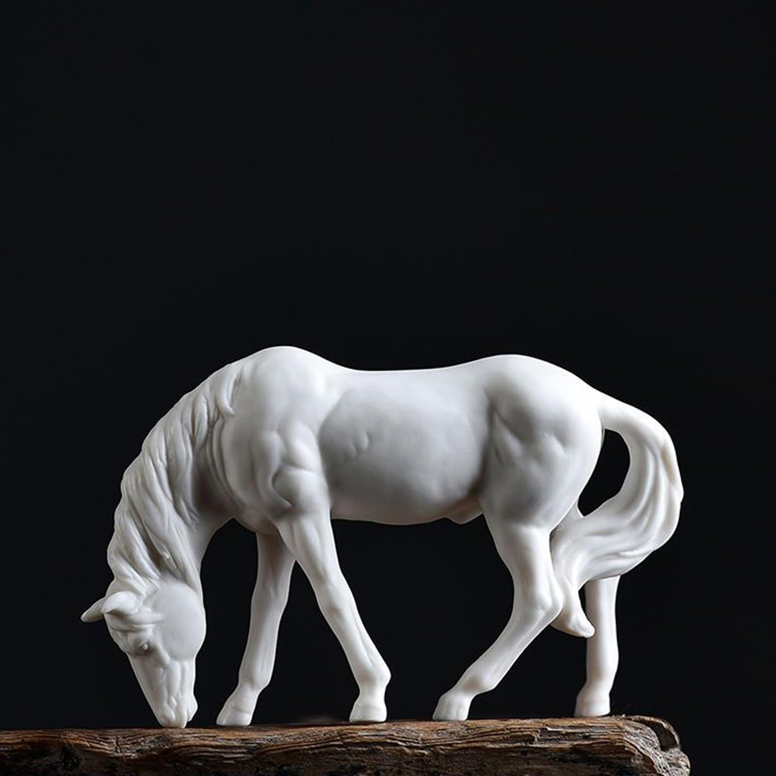 WXMYOZR White Porcelain Horse Statues, 4 Inch Ceramic White Horse Figurines Desktop Ornaments Home Decor Small Animal Garden Decor,C