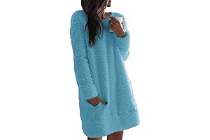 Womens Fleece Tunic Pullover Long Sherpa Dress Color Block Fuzzy Sweatshirts Oversized...