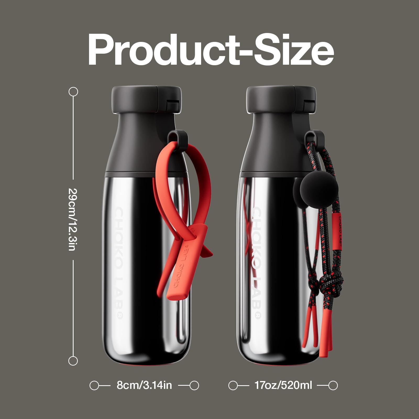 CHAKO LAB Portable Flat Water Bottle (24 OZ,700ml) With Straw,BPA