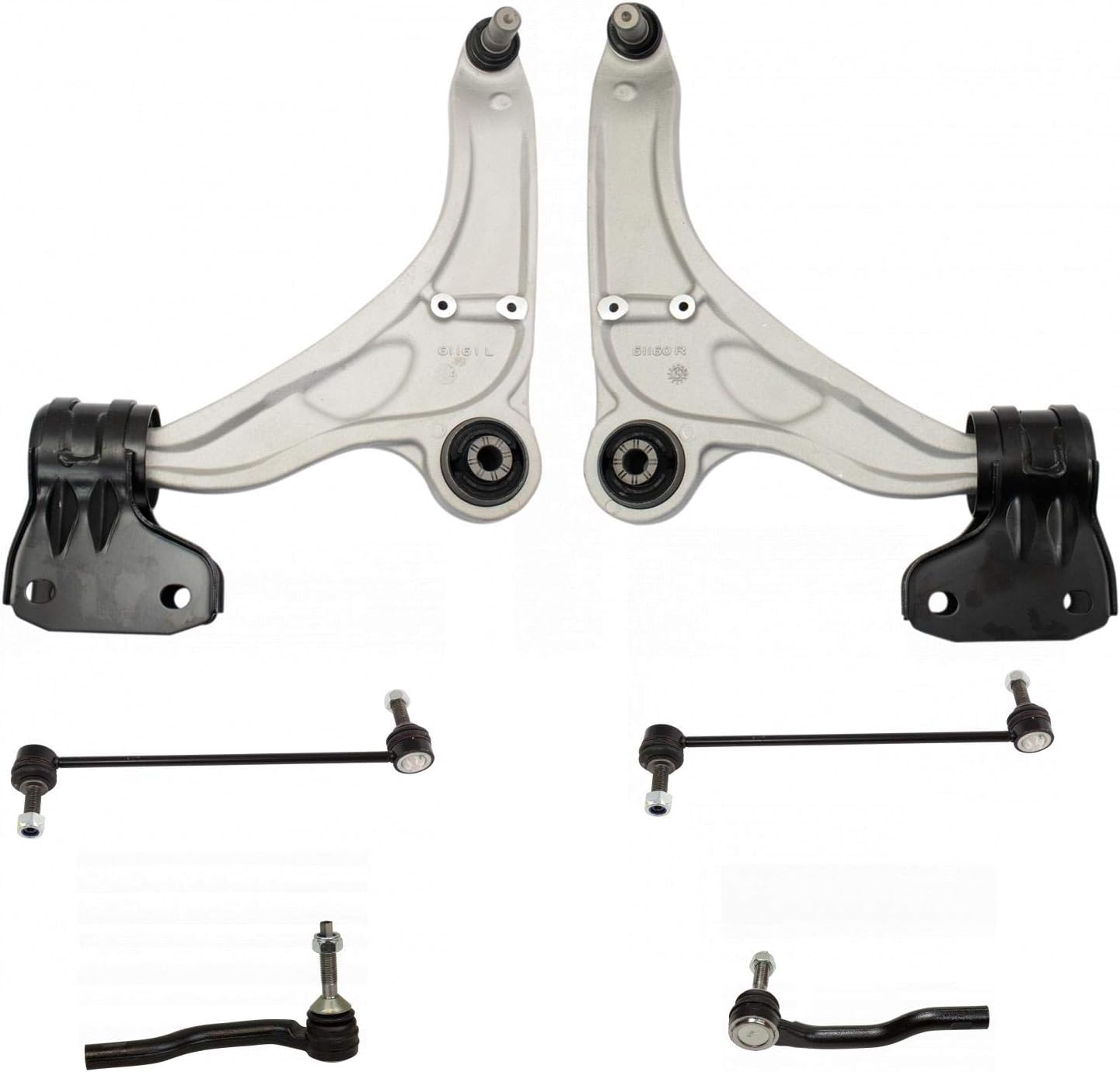 TRQ Front Steering & Suspension Kit Control Arm with Ball Joint Sway Bar Stabilizer Link Tie Rod Compatible with 2015-2023 Ford Edge 2016-2018 Lincoln MKX