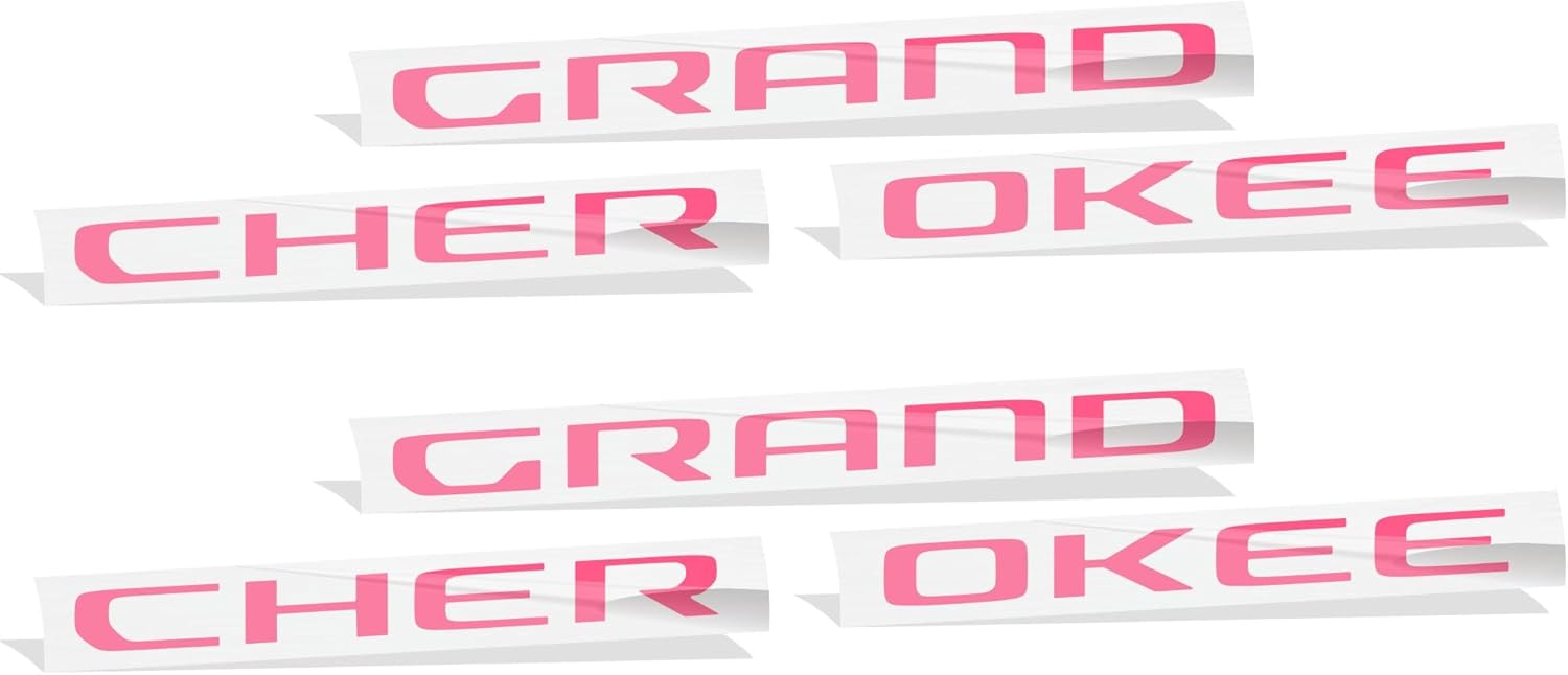 2022-2025 Jeep Grand Cherokee, Grand Cherokee L - Door Emblem Overlay Decal Stickers - (Color: Hot Pink)