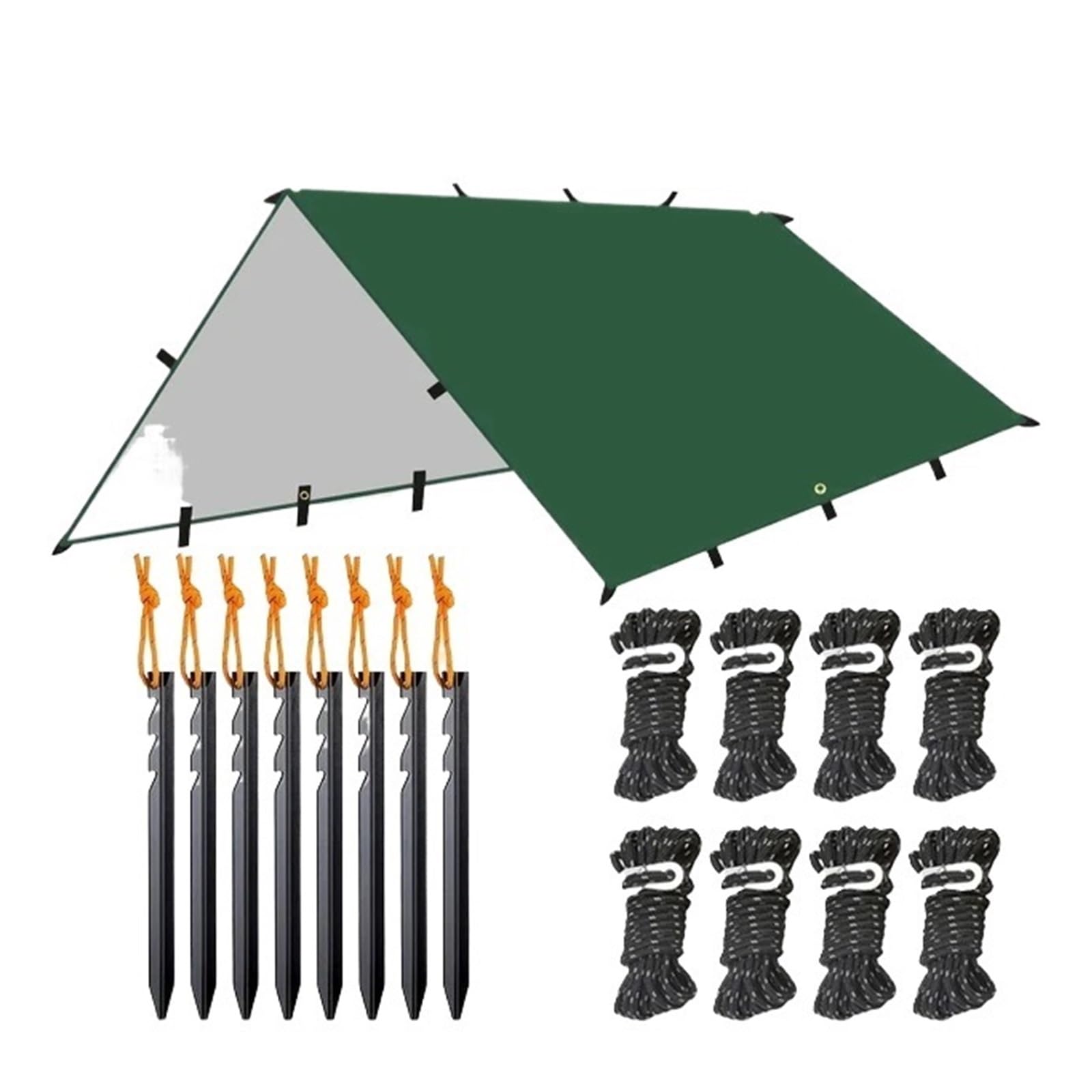 Tent tarp 19 Hang Point Tarp Waterpoof Survival Bushcraft Sun Shelter Beach Shade Tent Outdoor Canopy Backpacking Tourist 4x4 3x3meters(Green stlye 2,4x4m)