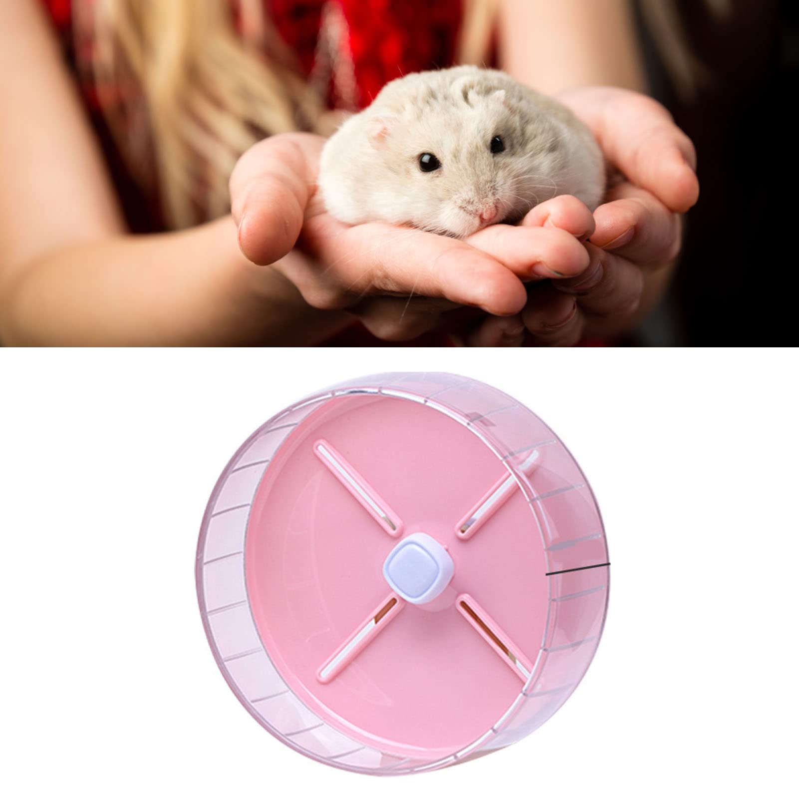 Ruota per Criceto in Acrilico, Giocattolo per Esercizi Antiscivolo Silenzioso per Piccoli Animali Domestici, Criceto Dorato, 1 Pezzo (PINK)