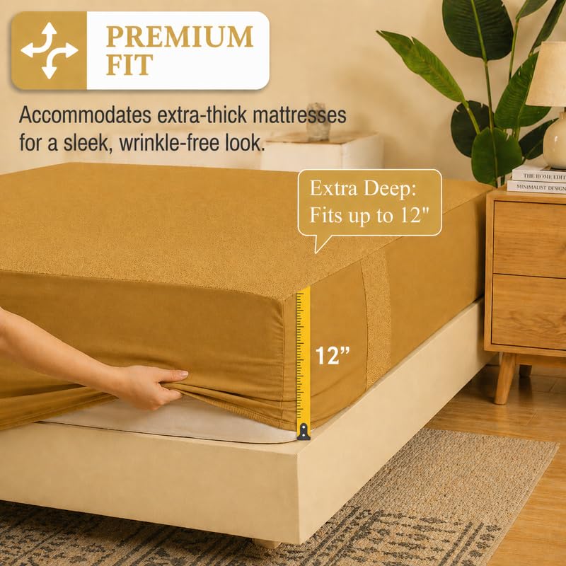Image of Premium Waterproof Mattress Protector Cover Single Bed | Breathable Terry Cotton Bed Protector, Single Bed (72 X 36, 6 X 3 Feet - 2 to 10 inch - Beige)