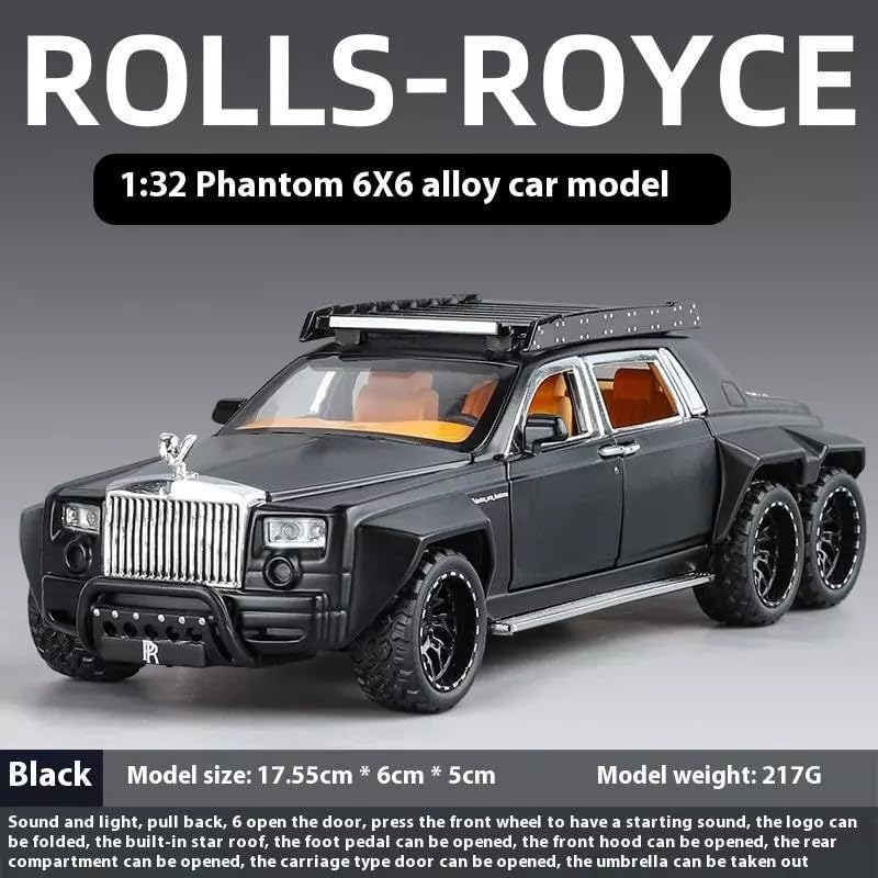 Image of VARIYA ENTERPRISE Exclusive Alloy Metal Pull Back Die-Cast Car Diecast Metal Pullback Toy Car with Openable 6 Doors,Light Music Boys Gifts Toys (1:32 Rolls-Royce Phantom 6x6 -Black)