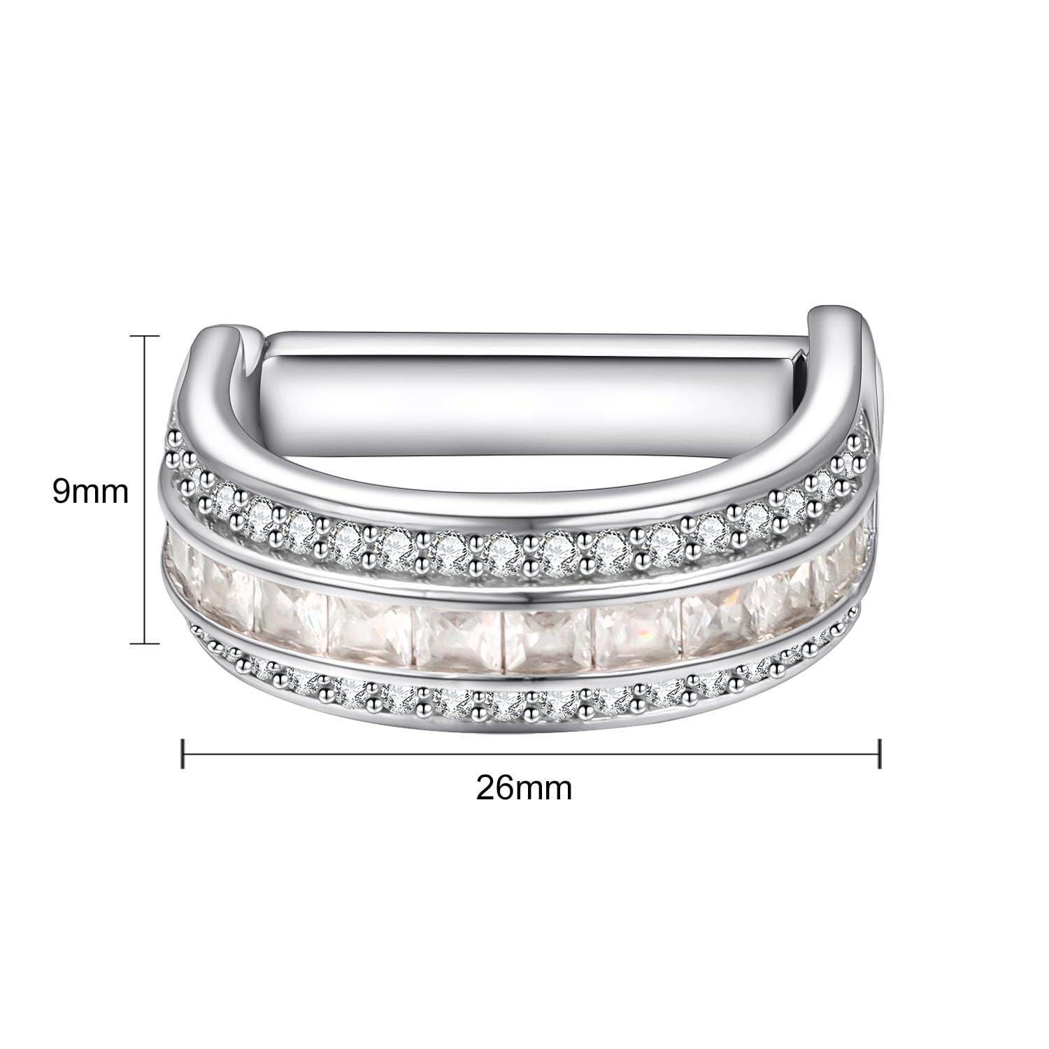Silver Gold Tie Ring for Men Cubic Zirconia Tie Clip Clasp Business Wedding Suit Jewellery Gift
