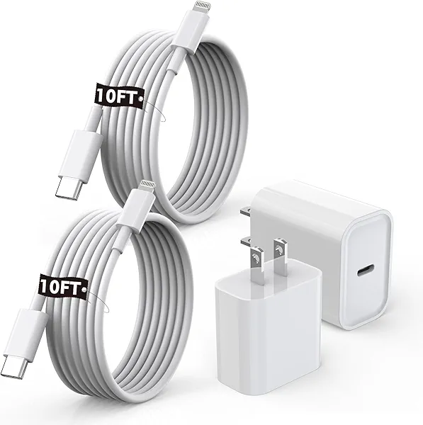 [Apple MFi Certified]10FT Fast iPhone Charger,Extra Long Apple Charger Fast Charging 2Pack USB C Charger Block Plug + 10Foot Lightning Cable Cord for iPhone 14/Pro/Pro Max/Plus/13/12/11/XS/XR/X/SE2022