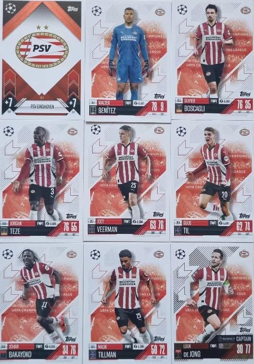 Match Attax 2024 2025 PSV Eindhoven Full Base Card Team Set
