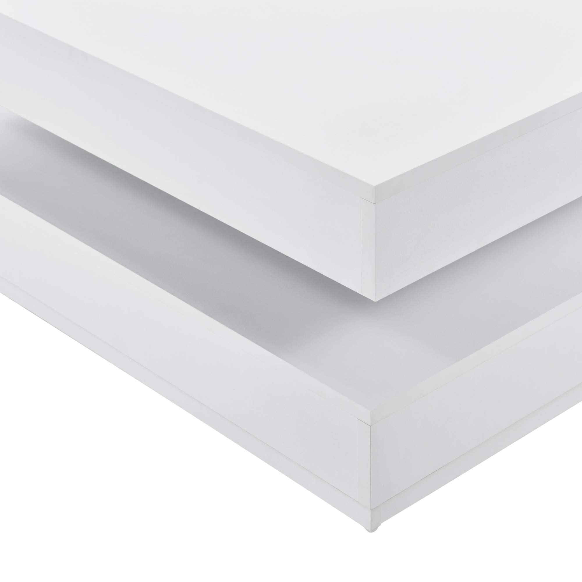 [en.casa] Tavolino da Caffè Multifunzionale con Piano Girevole Tavolino Basso da Salotto 76 x 76 x 38 cm con Ripiano per Soggiorno Sala - Bianco