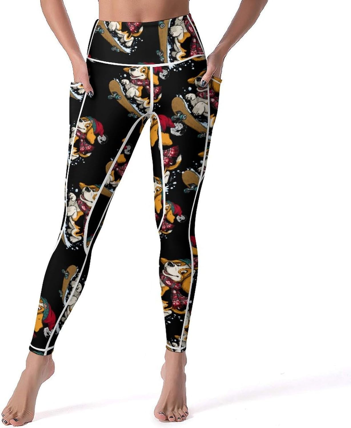 Christmas Beagle Skateboard (1) Women's Leggings High Waisted Yoga Pants Workout Athletic Running Pants