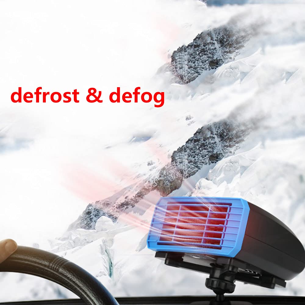 Auto-Heizungs-Entfroster, TOTMOX 12V 150W 2-in-1 Tragbarer elektrischer Kühl-Heizlüfter, 360° drehbares Fenster Demister Windschutzscheiben-Entfroster Zwei Installationsarten mit Clip und Sauger