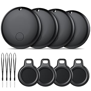 Android Smart Tag, Tracker con Google Find My Device (Solo Android), IP68 Impermeabile, Bluetooth Localizzatore con Custodia Protettiva, Trova Oggetti per Chiavi / Bagagli / Portafogli, 4 Nero