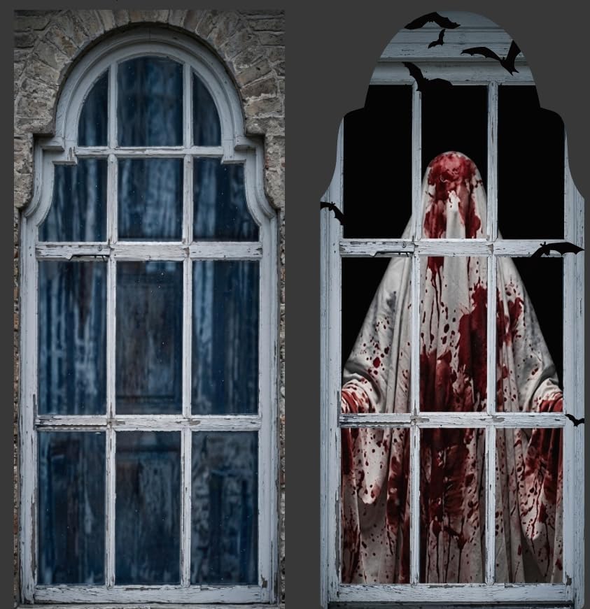 Halloween Ghost Mirror with RGB LED Lights & Scary Sound Effects | 20" Haunted Mirror for Spooky Parties, Home Decor & Gifts – Remote Control & Timer, Wall/Tabletop Halloween Decor