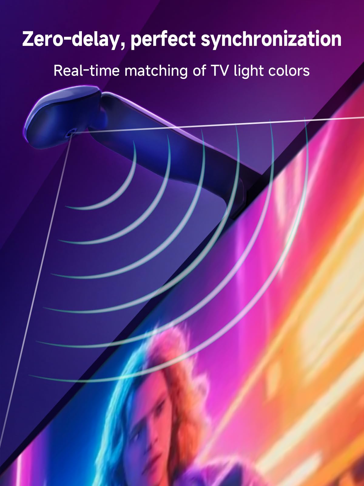 GIPOYENT - Retroiluminación LED para TV con cámara, luces RGB de 10.5 pies que cambian con 32-50 InTV, luz LED de sincronización de música con control de aplicación inteligente, tira de luz RGB que