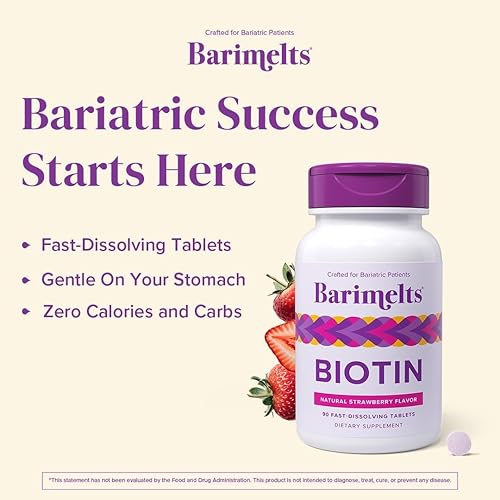 Miniatura 8 de Vitaminas BariMelts Biotin sin azúcar naturales sabor fresa en cápsulas masticables de absorción rápida 90 unidades