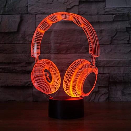 Miniatura 2 de Jinnwell - Lámpara de noche para auriculares 3D, luz nocturna, luz nocturna, luz de 7 colores cambiante, interruptor táctil, lámpara de mesa,