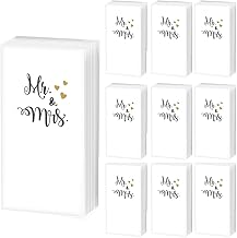 Lot de 100 mouchoirs de mariage Mr. & Mrs. (10 x 10) pour larmes de joie avec texte | Église | Mariage | Fiançailles | Déco | Blanc