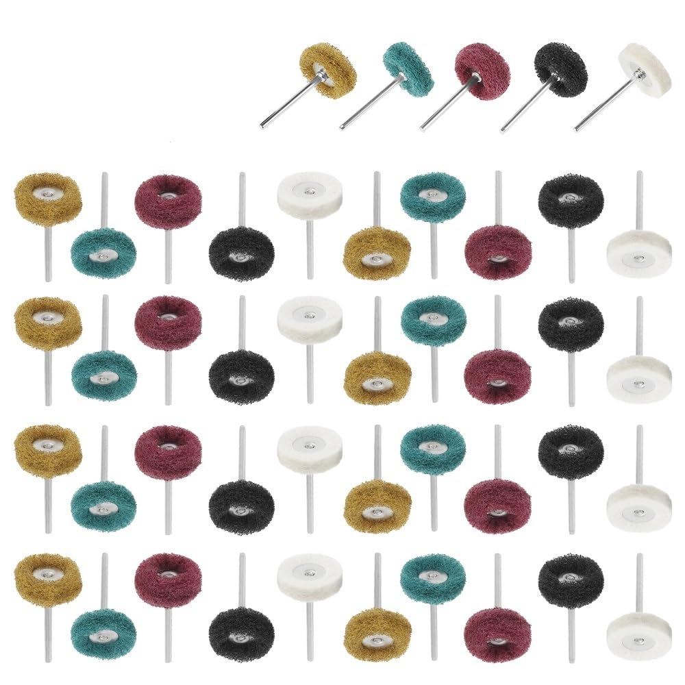 Tarcza gumowa, Zestaw asortymentowy krążków z włosia, trzpień 3 mm, szczotka ścierna, tarcza polerska do detali, 42/50 szt(50pcs)