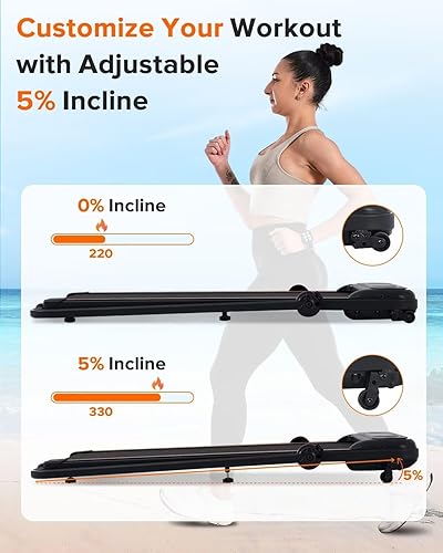 Miniatura 3 de Merax Almohadilla para caminar con inclinación, 2 en 1 para debajo del escritorio, caminadora eléctrica plegable de 2.5 HP, máquina de correr para