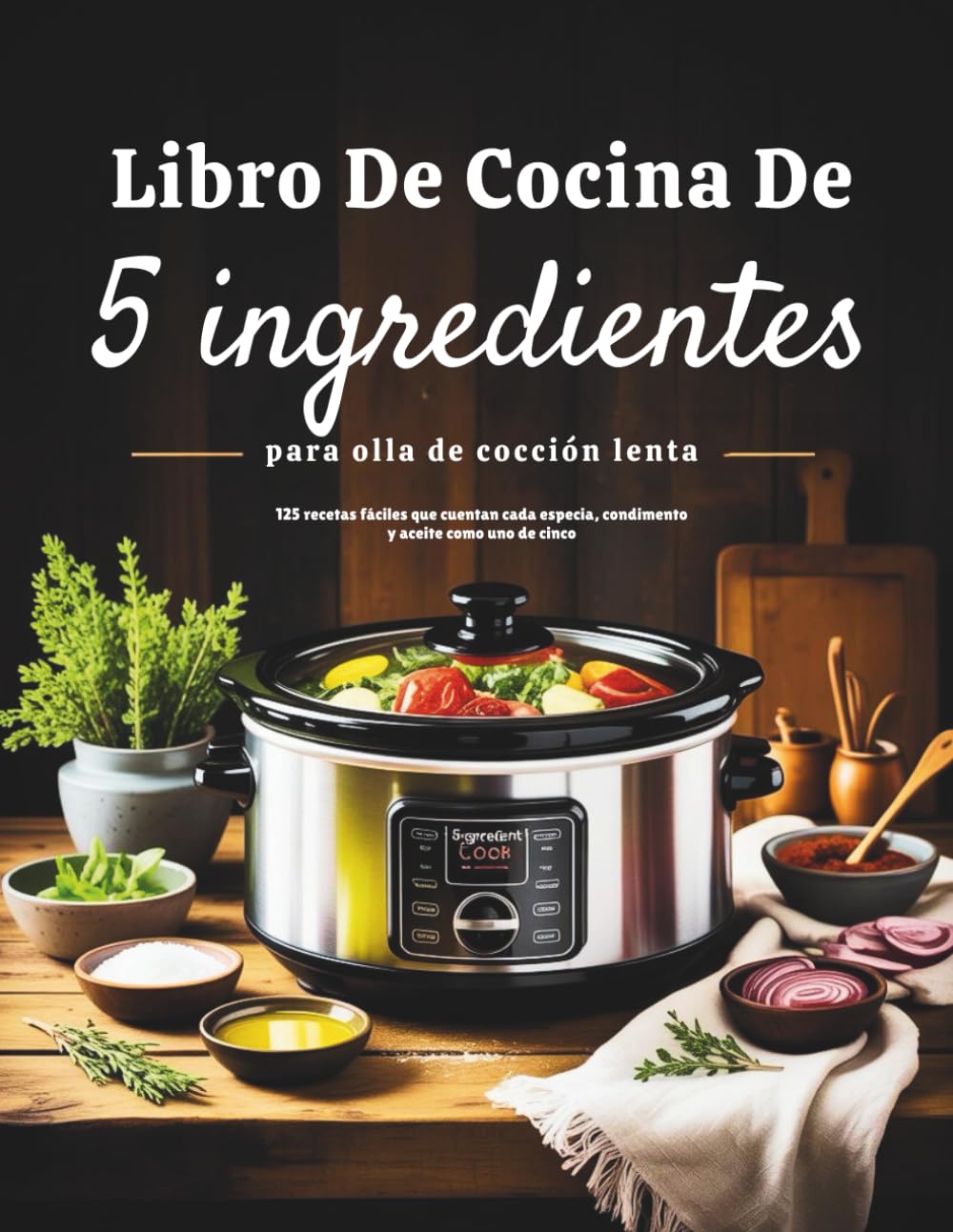 Libro de cocina de 5 ingredientes para olla de cocción lenta (Edición en español): 125 recetas fáciles que cuentan cada especia, condimento y aceite como uno de cinco