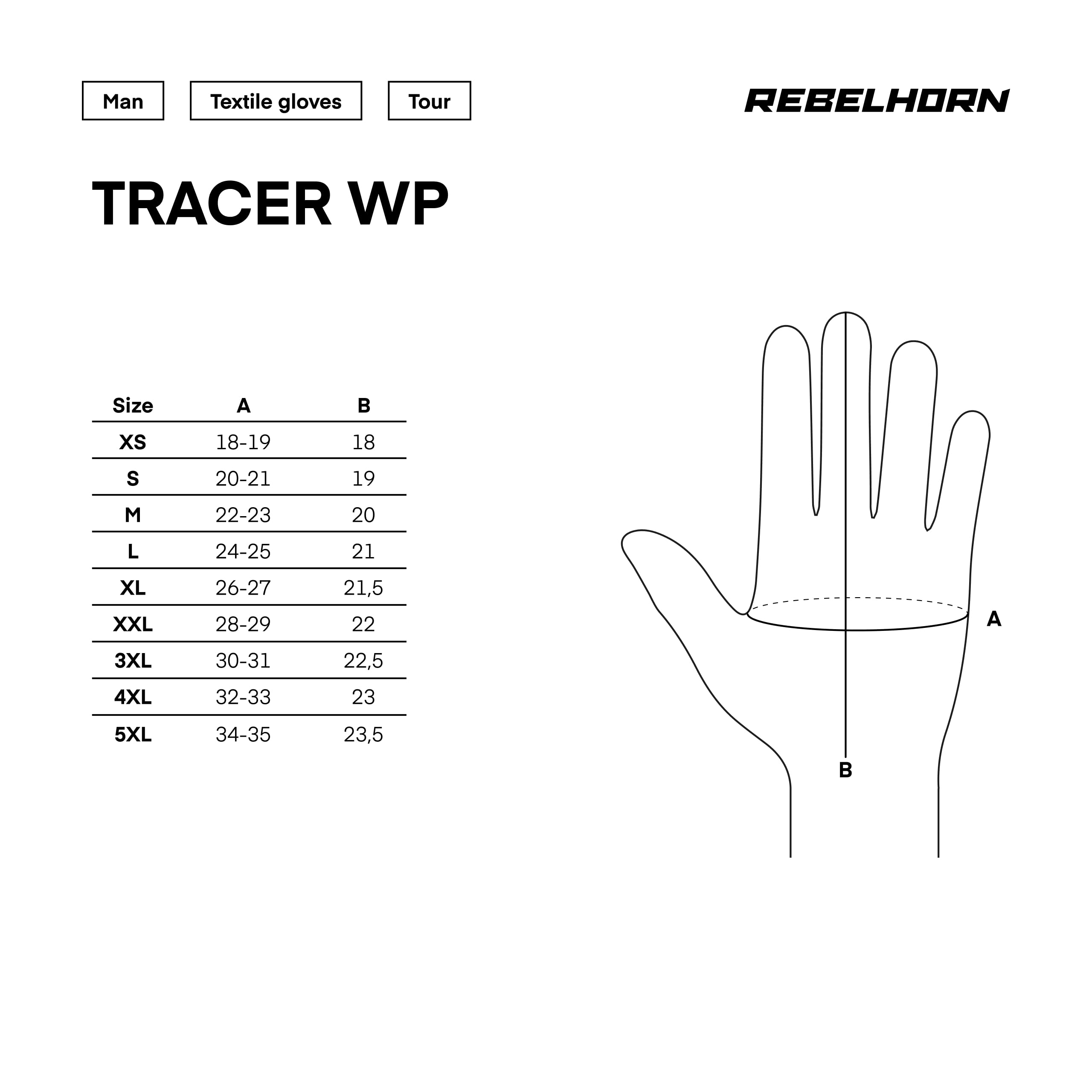 REBELHORN Tracer WP Guantes de Moto Hombre | Cuero | Protectores de Nudillos | Membrana HydraShield Impermeable y Transpirable | Tallas hasta 5XL